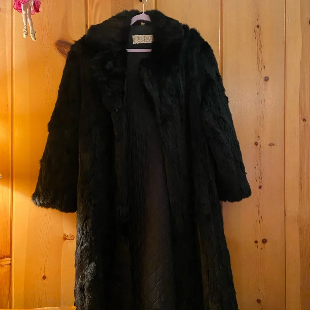 French Collection Vintage Rabbit Fur Jacket . Black . one size - Picture 2 of 5